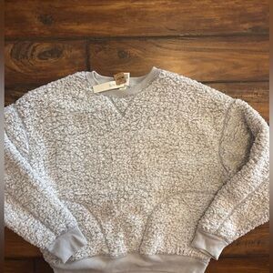 Pink by Victoria's Secret Cozy Light Gray Sherpa Pullover